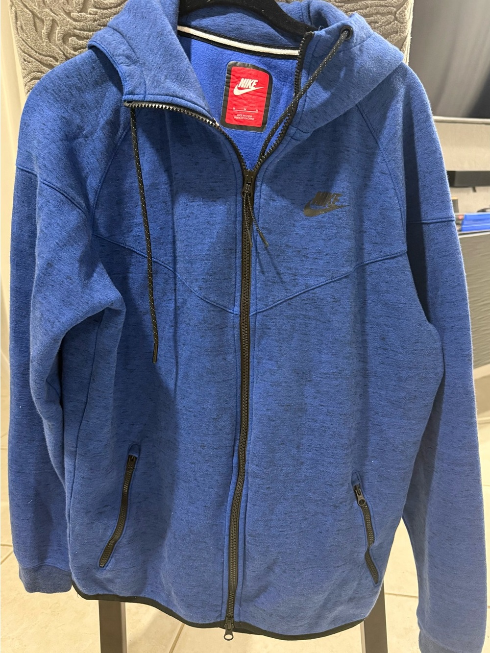 Nike Tech Men's Royal Blue Full-Zip Hooded Jacket
